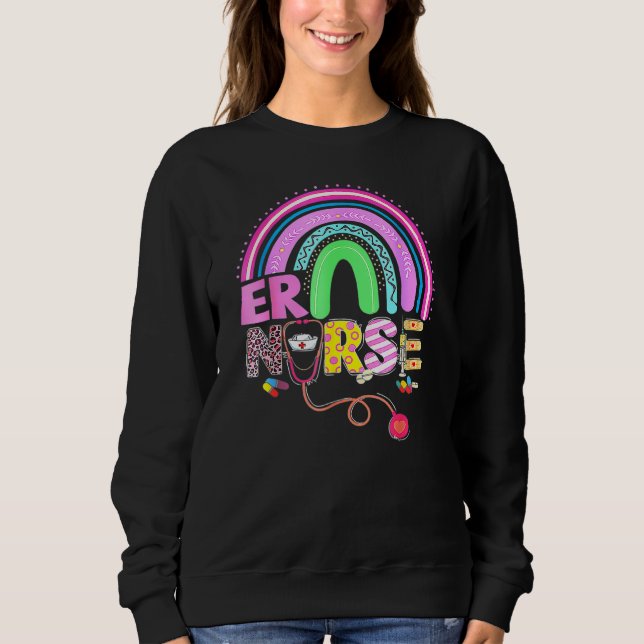 Sweatshirt Funny School Nurse Bunny Nursing Rainbow Easter Ch (Devant)