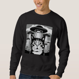 Sweatshirt Funny Sci-Fi, Shocked Cat Meme Alien Invasion, OVN