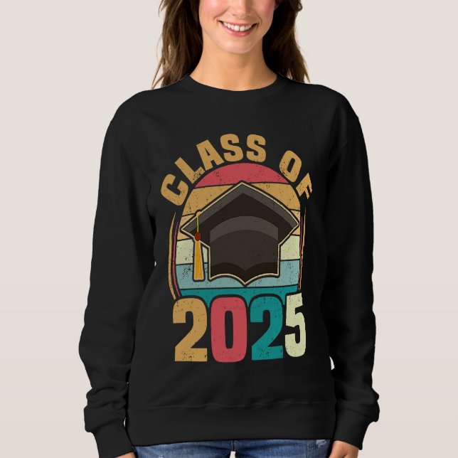 Sweatshirt Funny Senior Class Of 2025 Retro Graduation 2025 (Devant)