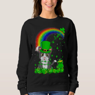 Sweatshirt Funny Shamrock irlandais Rainbow Lucky Cat St Patr