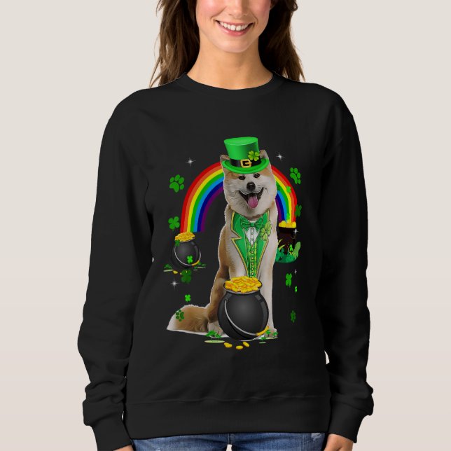Sweatshirt Funny Shiba Inud Leprechaun Shamrock St Patrick's (Devant)
