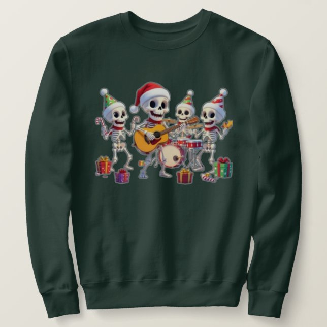 Sweatshirt Funny Skeleton Band Christmas & New Year – 3D Cart (Design devant)