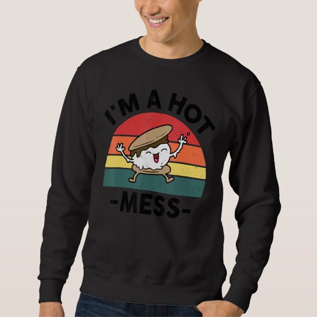 Sweatshirt Funny Smores Camping Je suis un chaud Mess Camper  (Devant)