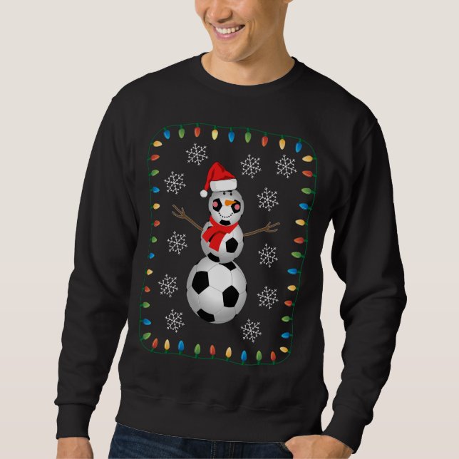 Sweatshirt Funny Soccer Ball Snowman Santa Hat Scarf Christma (Devant)