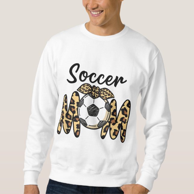 Sweatshirt Funny Soccer Maman Empreinte de léopard avec un ar (Devant)
