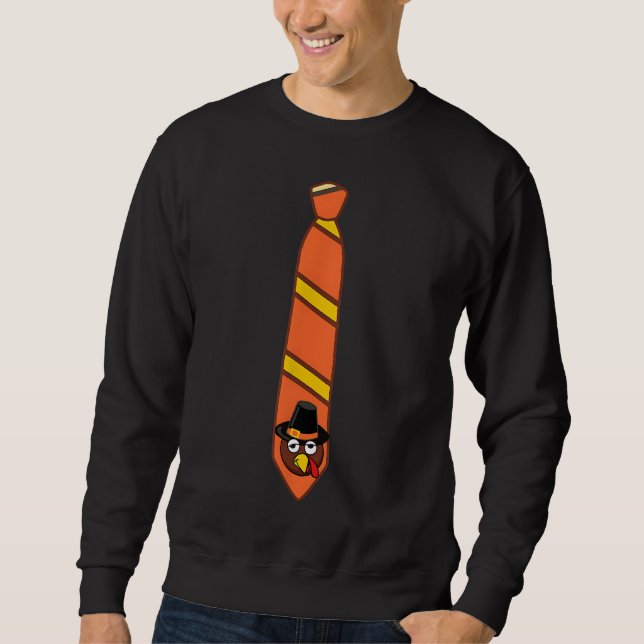 Sweatshirt Funny Thanksgiving Cravate Turquie Graphisme minim (Devant)