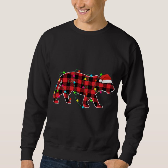 Sweatshirt Funny Tiger sapin de Noël Rouge Plaid Animaux de N (Devant)