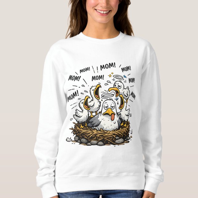 Sweatshirt Funny Tired Seagull Mom Mother's Day Cartoon  (Devant)