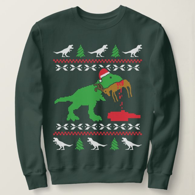Sweatshirt Funny Ugly Christmas Sweater Trex Reindeer Ugly Xm (Design devant)
