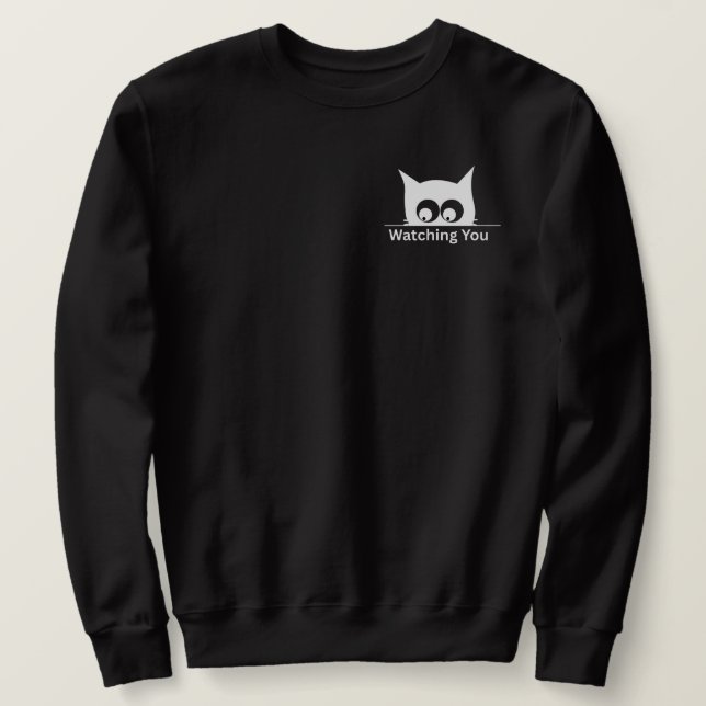 Sweatshirt Funny Watching You Cat Cute Minimal (Design devant)