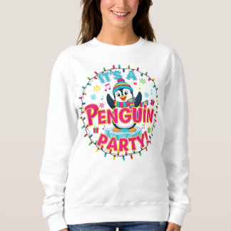 Sweatshirt Funny Winter Hoodie with Dancing Penguin & Holiday