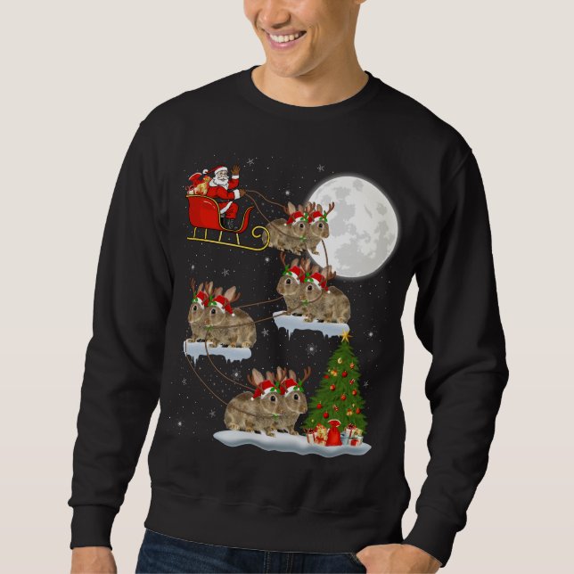 Sweatshirt Funny Xmas Éclairage Arbre Père Noël équitation Bu (Devant)