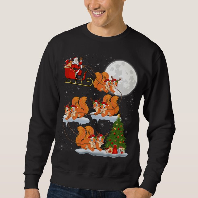 Sweatshirt Funny Xmas Éclairage arbre Père Noël équitation éc (Devant)