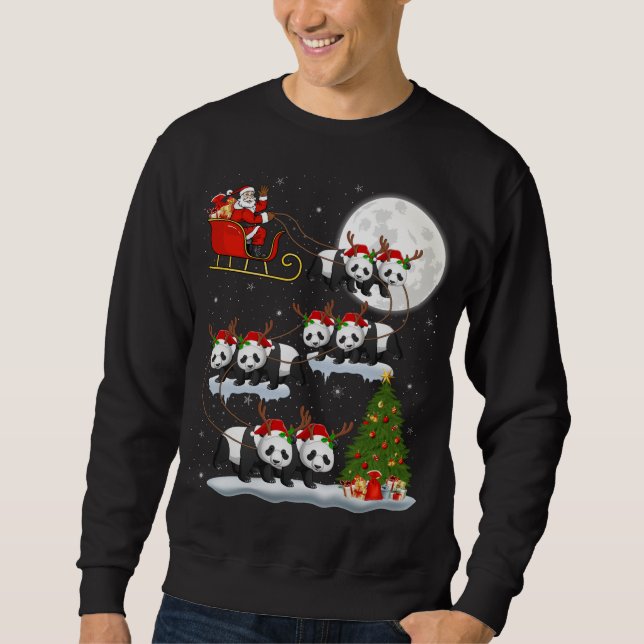 Sweatshirt Funny Xmas Éclairage Arbre Père Noël équitation Pa (Devant)