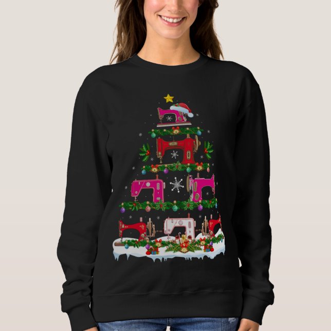 Sweatshirt Funny Xmas Lighting Sewing Machine Christmas Tree (Devant)