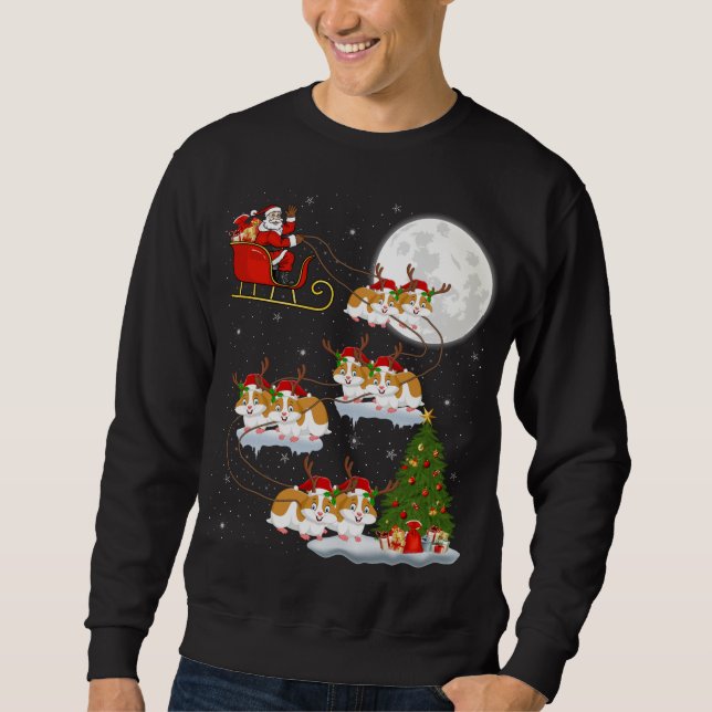 Sweatshirt Funny Xmas Lighting Tree Père Noël équitation Hams (Devant)