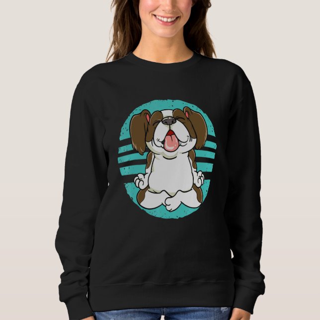 Sweatshirt Furry Dog Sitting in Meditating Position (Devant)