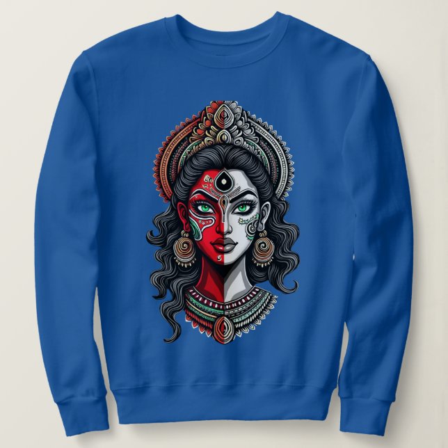 Sweatshirt Fusion Theyyam-Kathakali - Pouvoir féminin redéfin (Design devant)