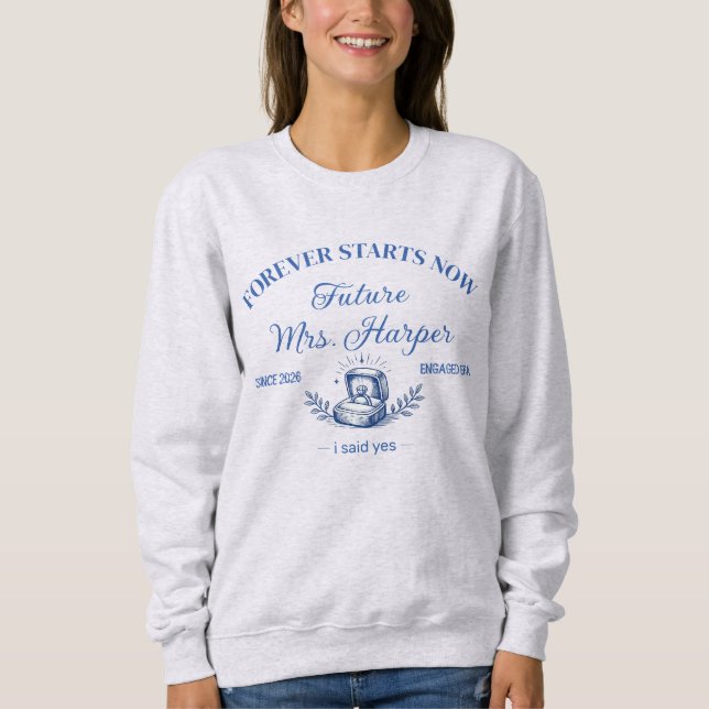 Sweatshirt Futur Madame La Mariée À Venir Boîte À Bague Graph (Devant)