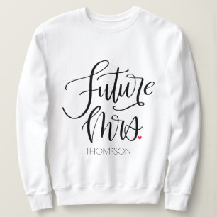 Sweatshirt Futur Mme Moderne Calligraphie Rouge Coeur Monogra