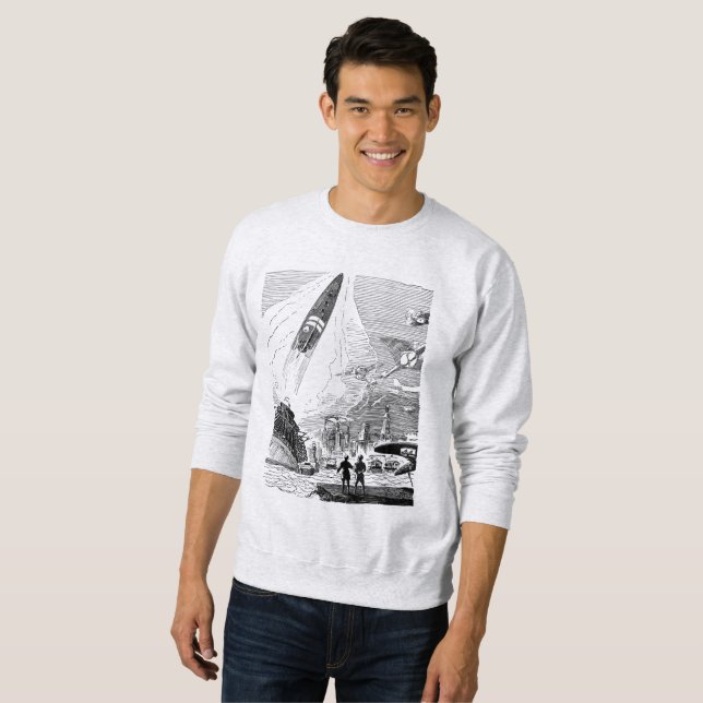 Sweatshirt Futurisme vintage : exploration des frontières exo (Devant entier)