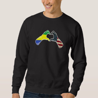 Sweatshirt Gabon American USA Flag  USA Gabonese Heart