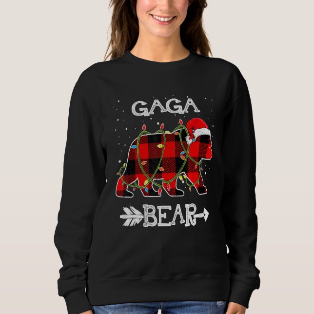 Sweatshirt Gaga Bear  Red Buffalo Plaid Mom Bear Pajama (Devant)