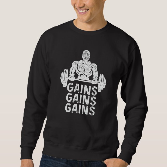 Sweatshirt Gains Gym Rat Gym Bro Bodybuilder (Devant)