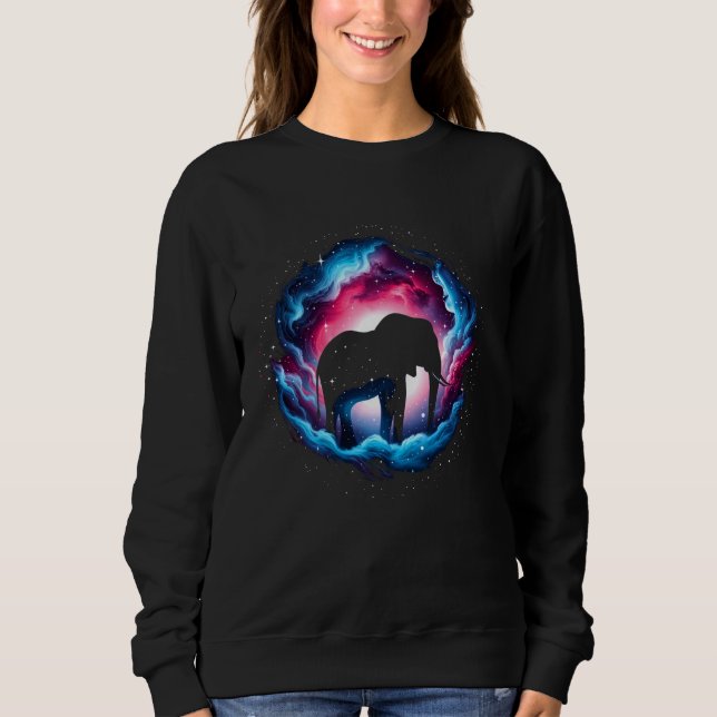 Sweatshirt Galaxie graphique cool de l'éléphant cosmique (Devant)