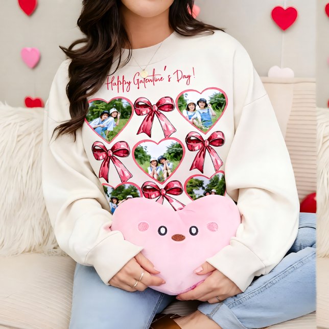 Sweatshirt Galentine Heart Photo Bow Collage Cozy Friend (Galentine Heart Photo Bow Collage Cozy Friend Sweatshirt)