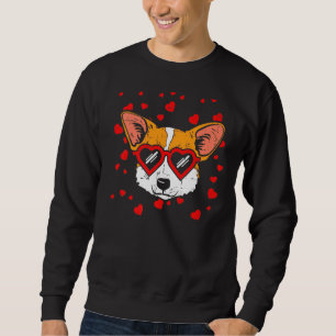 Sweatshirt Gallois Corgi Visage Lunettes Coeur Chien mignon