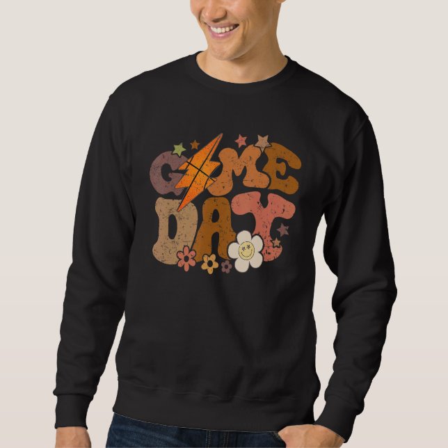 Sweatshirt Game day retro basketball lightning bolt basketbal (Devant)