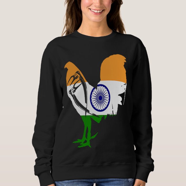 Sweatshirt Game fowl India Indian flag gaff rooster Gamefowl (Devant)