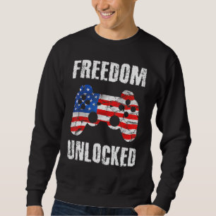Sweatshirt Gamer 4 juillet Liberté Jeux Vidéos Déverrouillés 