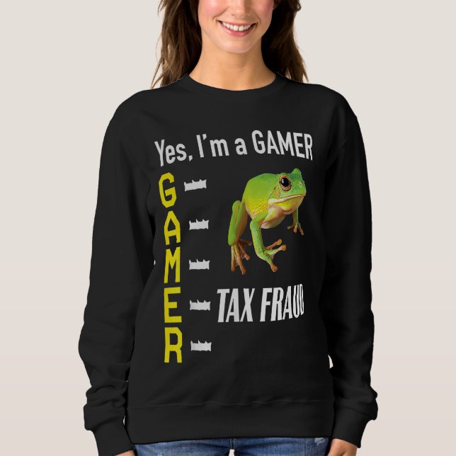 Sweatshirt Gamer Meme Commet Une Fraude Fiscale Grenouille Bi (Devant)