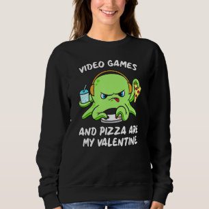 Sweatshirt Gamer Octopus Jeu Pizza Funny Jeux Vidéos Valen