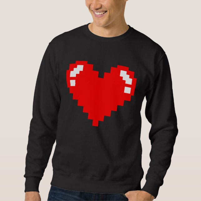 Sweatshirt Gamer Pixel Heart Online Gaming Video Games Valent (Devant)