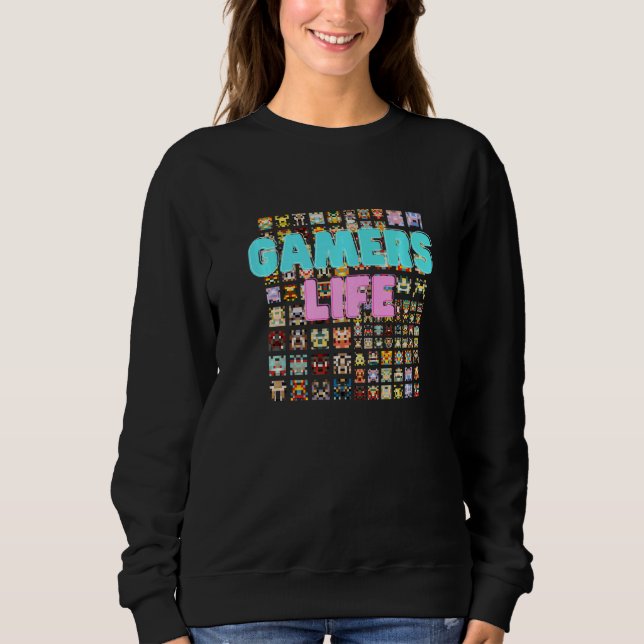 Sweatshirt Gamers Life Sprites Pixel Gamer Vidéo Jeu (Devant)