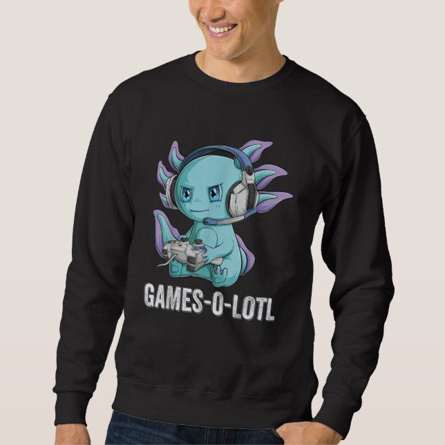 Sweatshirt Gamesolotl Axolotl Vidéo Gamer Kawaii Anime garçon (Devant)