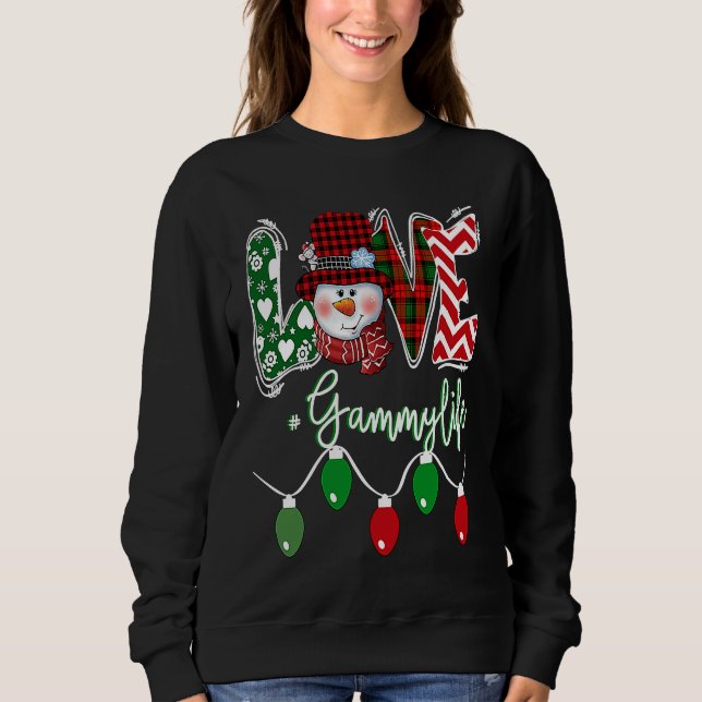 Sweatshirt Gammy Snowman Love Gammy Life Christmas Red Plaid (Devant)