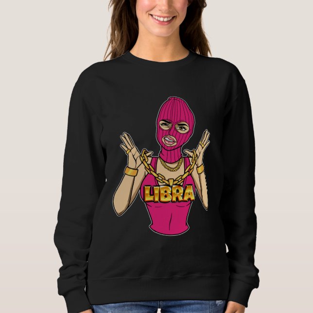 Sweatshirt Gangsta Girl Libra Masked Gangster Woman with Gold (Devant)
