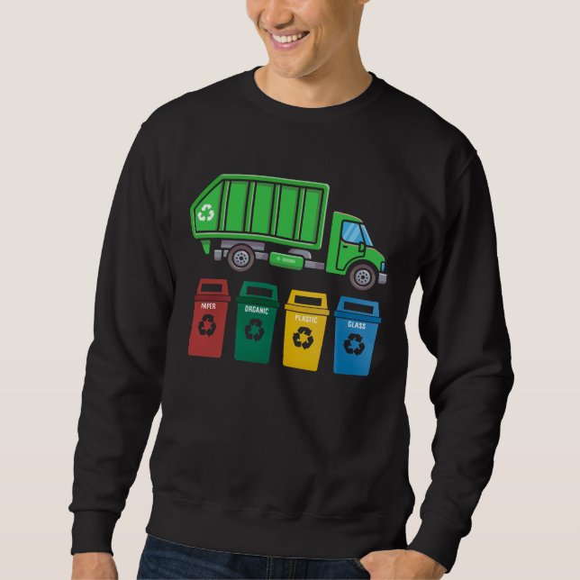 Sweatshirt Garbage Truck Enfants Garçons Recyclage Camion (Devant)