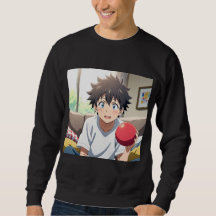 Garçon Anime Mignon aux Yeux Bleus Tenant un Ballo
