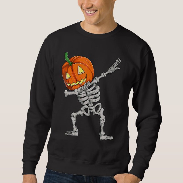 Sweatshirt Garçon Dabbing Citrouille Squelette Halloween Dab  (Devant)