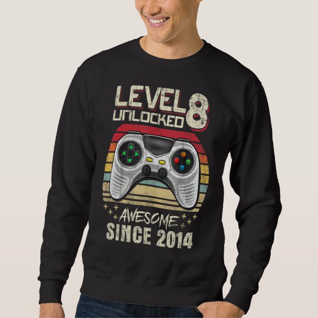 Sweatshirt Garçon de 8 ans niveau 8 déverrouillé Awesome 2014 (Devant)