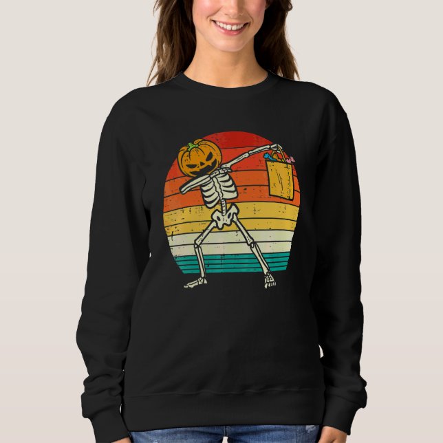 Sweatshirt Garçon en bas âge rétro bonbon squelette citrouill (Devant)