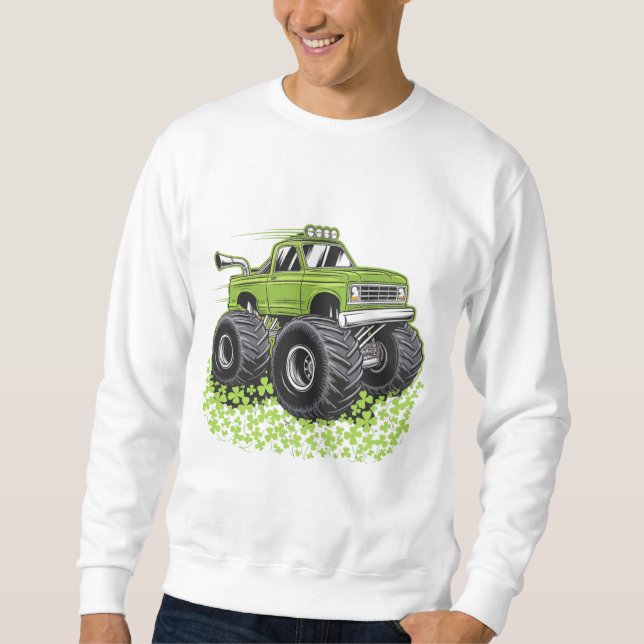 Sweatshirt Garçon Saint-Patrick jour tout-petit camion monstr (Devant)