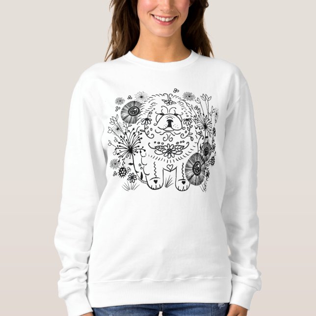Sweatshirt GARDEN DOODLE CHOW - Chemises blanches- choisir le (Devant)