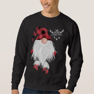 Sweatshirt Garden Gnome Joyeux Noël Buffalo Rouge Plaid Paj