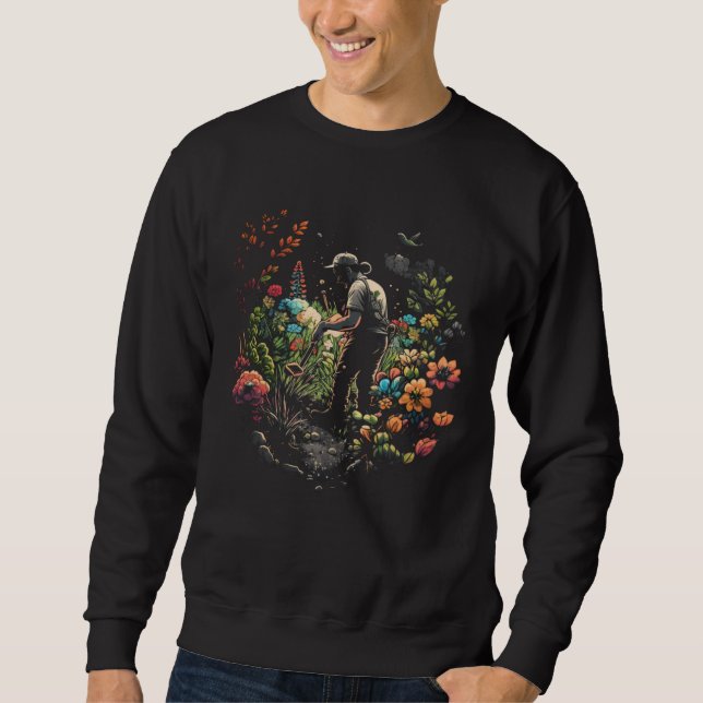 Sweatshirt Gardener Landscaper Splash Retro Garden Worker (Devant)
